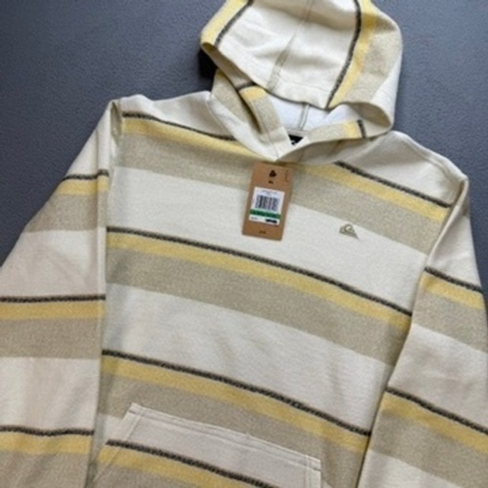 Quiksilver Twill Striped Hoodie Pullover Sweatshirt L 14/16 Striped Surf Skate